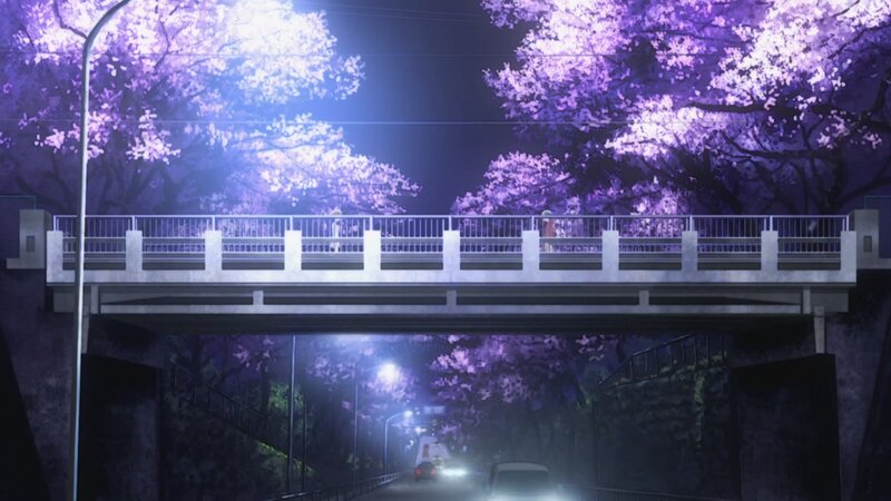Pedestrian Bridge at Night — Purple