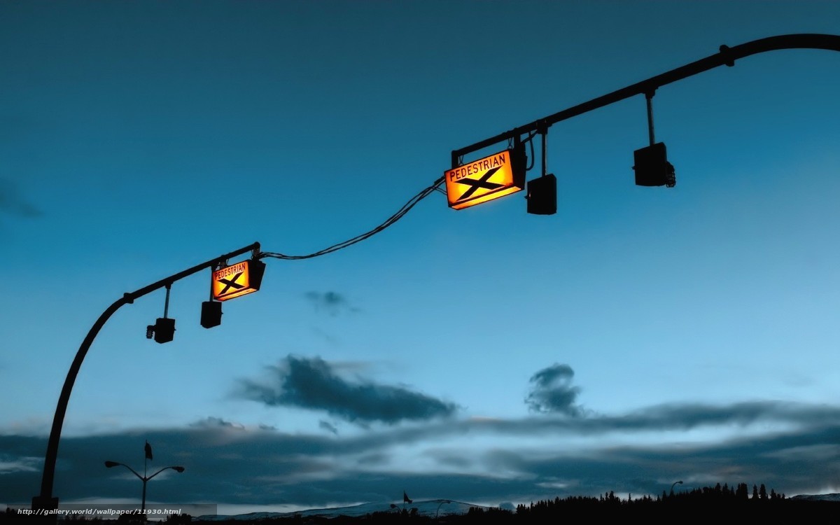 Pedestrian crossing lights at dusk