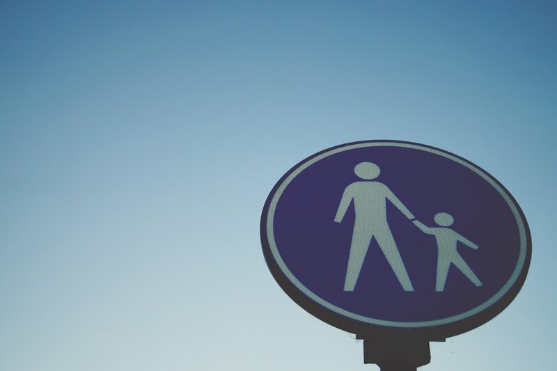 Pedestrian Crossing Sign — Blue