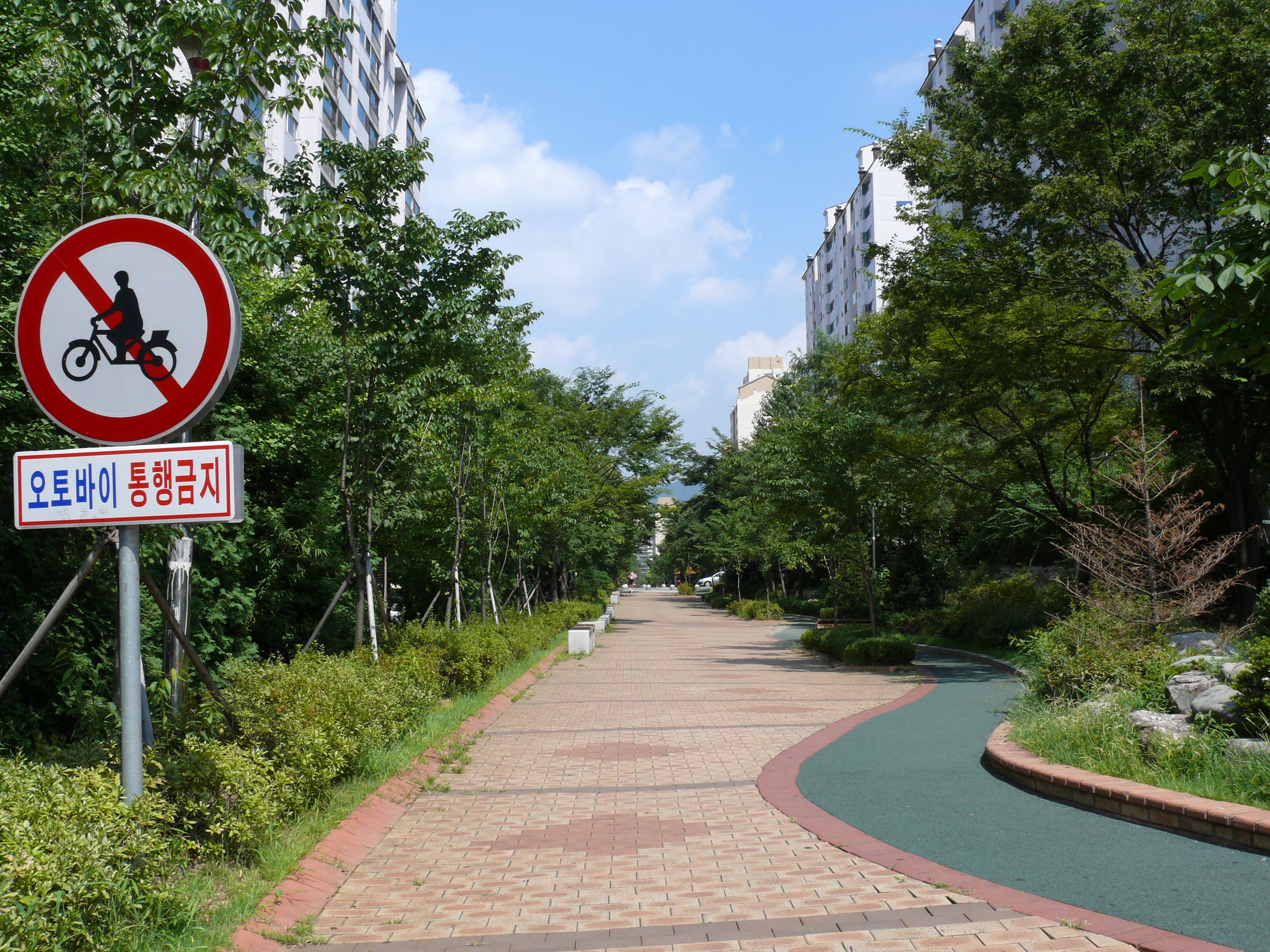 Pedestrian path in a residential area