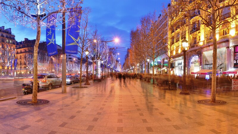 Pedestrian Street at Night — Blue