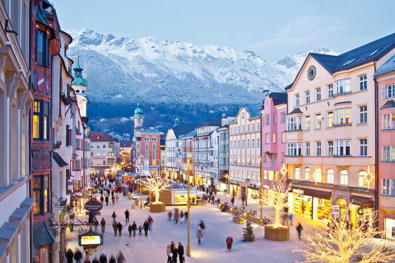 Pedestrian Street with Mountains