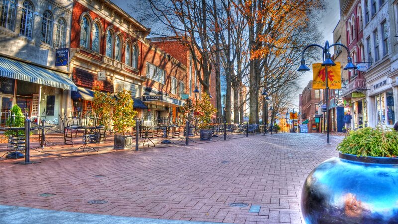 Pedestrian Street with Shops — Red