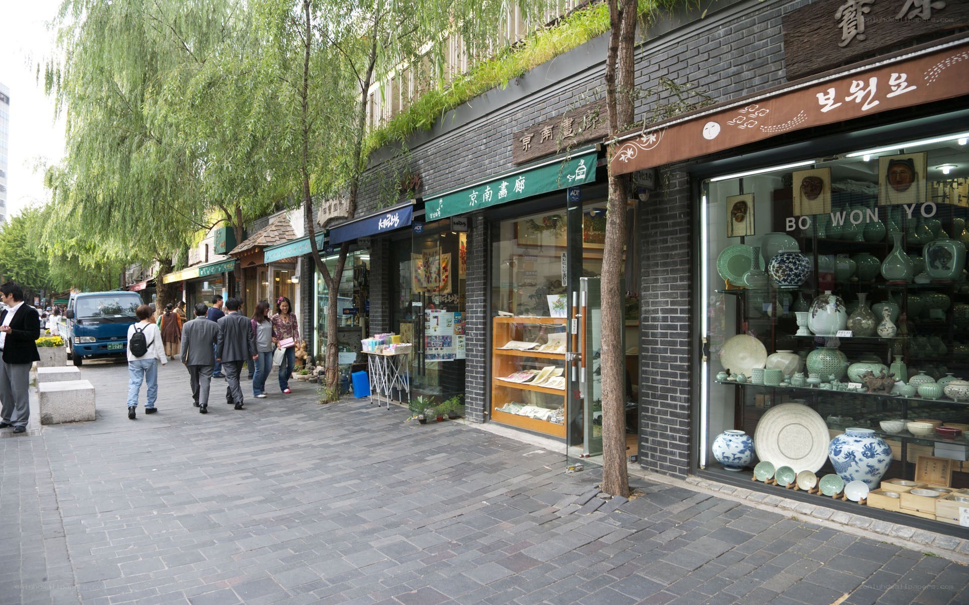 pedestrian street with shops