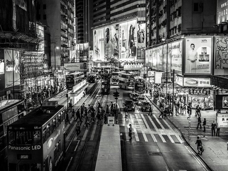 Pedestrians Crossing Street — Black, Busy