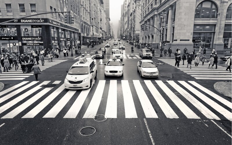 Pedestrians Crossing Street — Black
