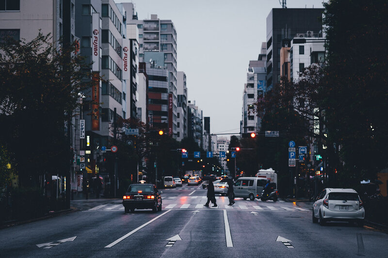 Pedestrians Crossing Street — Gray