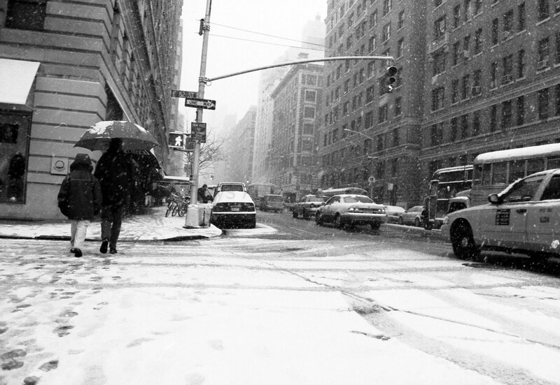 Pedestrians in Snowstorm