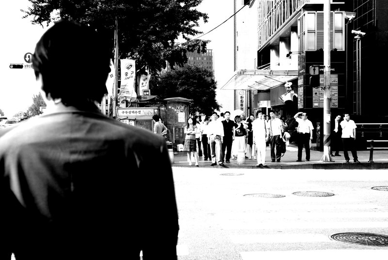 pedestrians on a city street