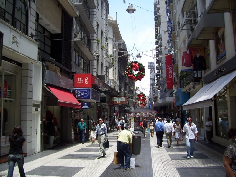 Pedestrians on a City Street — White