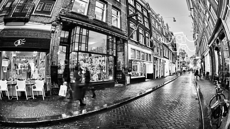 Pedestrians on Wet Street
