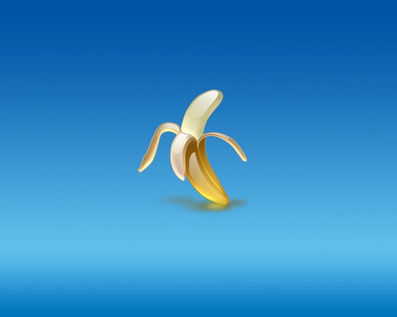 peeled banana on blue background