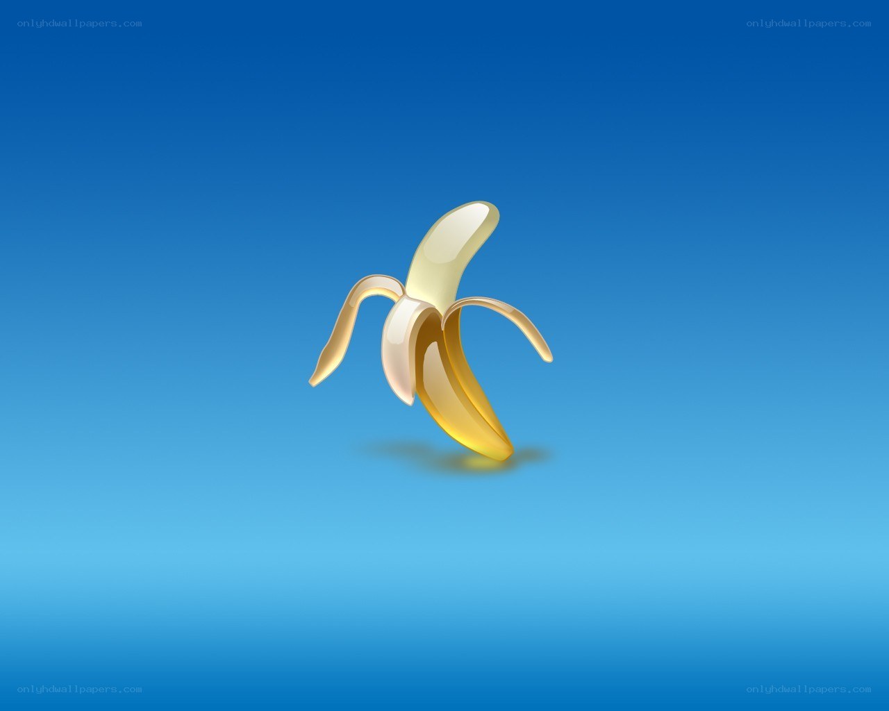 peeled banana on blue background