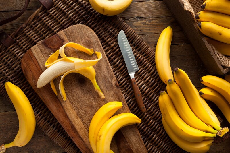 Peeled Banana on Cutting Board