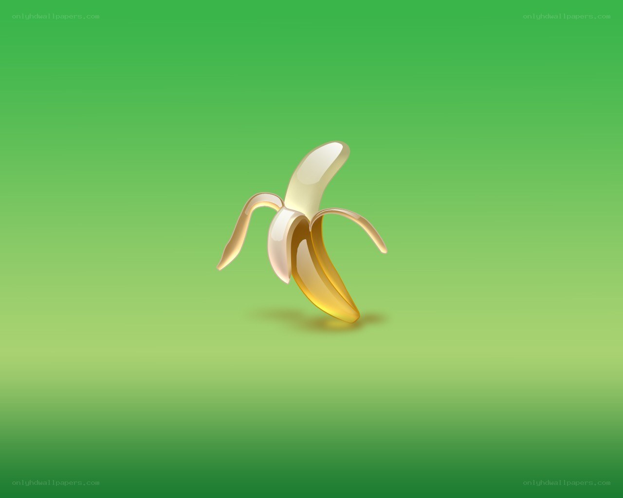 peeled banana on green
