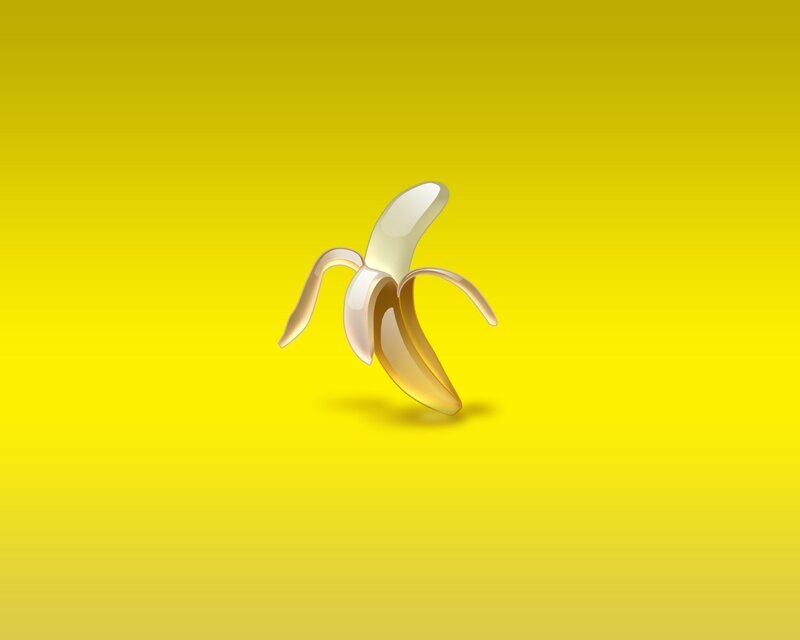 peeled banana on yellow