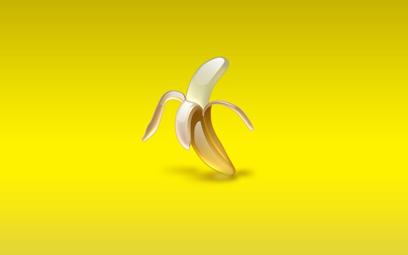 peeled banana on yellow