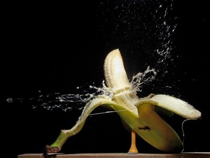 Peeled Banana Splashing