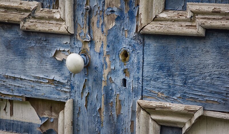 Peeling Blue Door