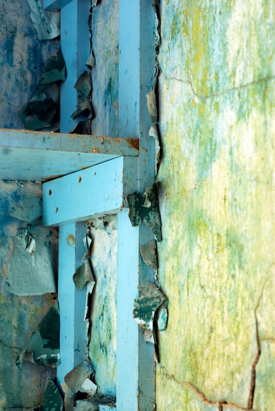 Peeling Blue Paint on Wall — Decayed