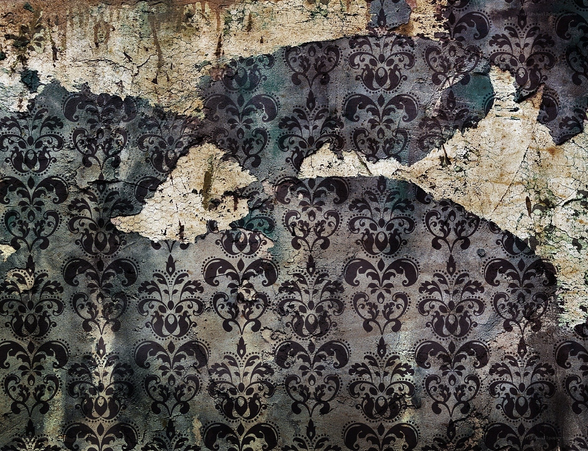 peeling damask wallpaper