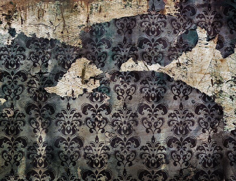 Peeling Wallpaper Pattern — Black, Decayed, Photograph