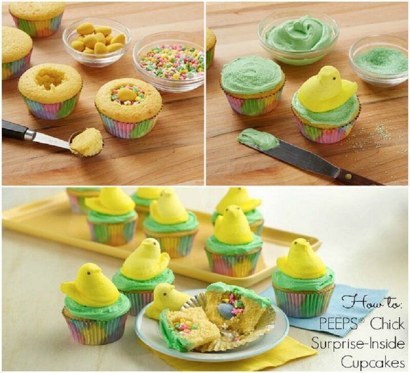 Peeps Chick Surprise Cupcakes