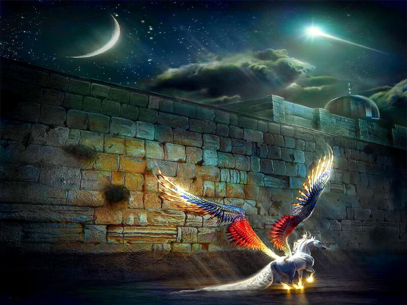 Pegasus flying at night