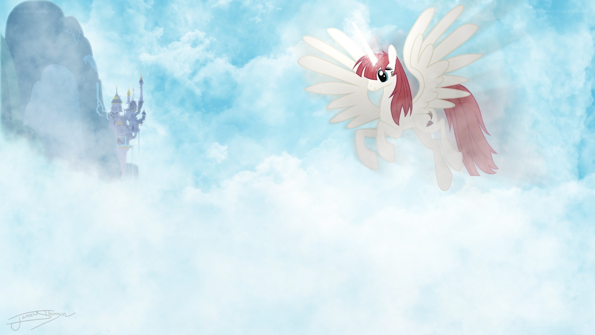 pegasus flying in clouds