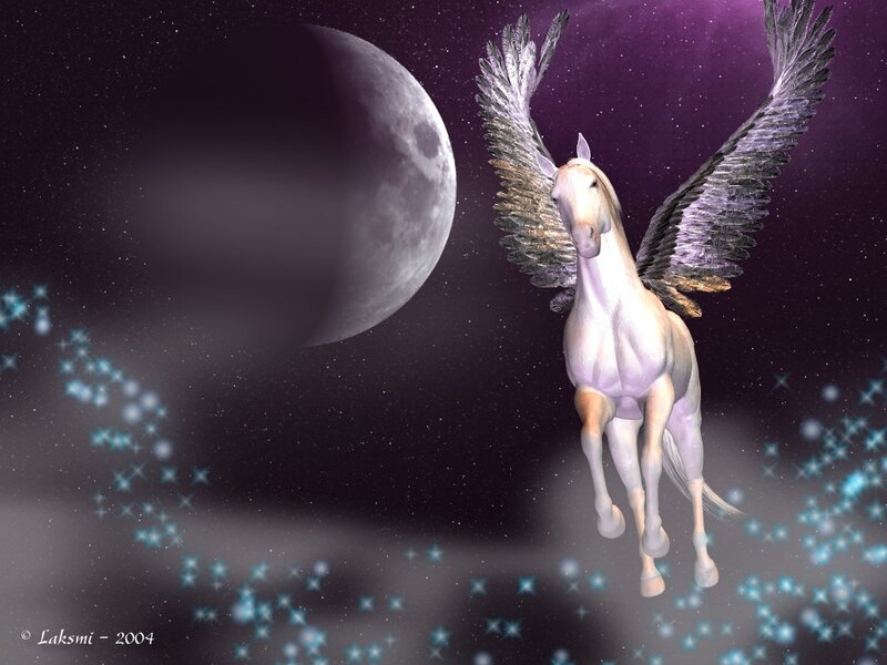 Pegasus flying in space