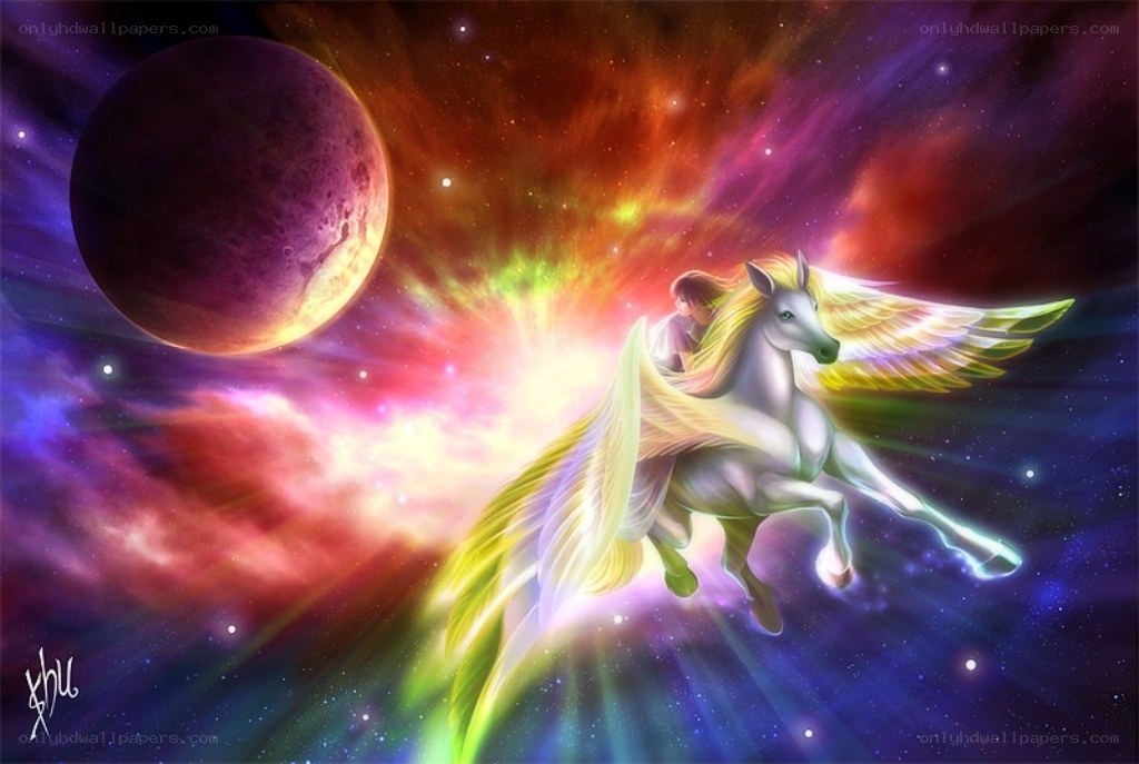 Pegasus flying through space