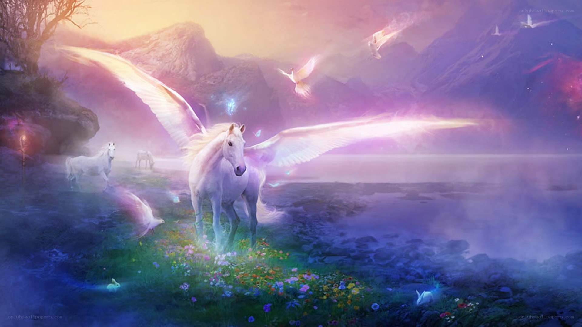 Pegasus in a magical landscape