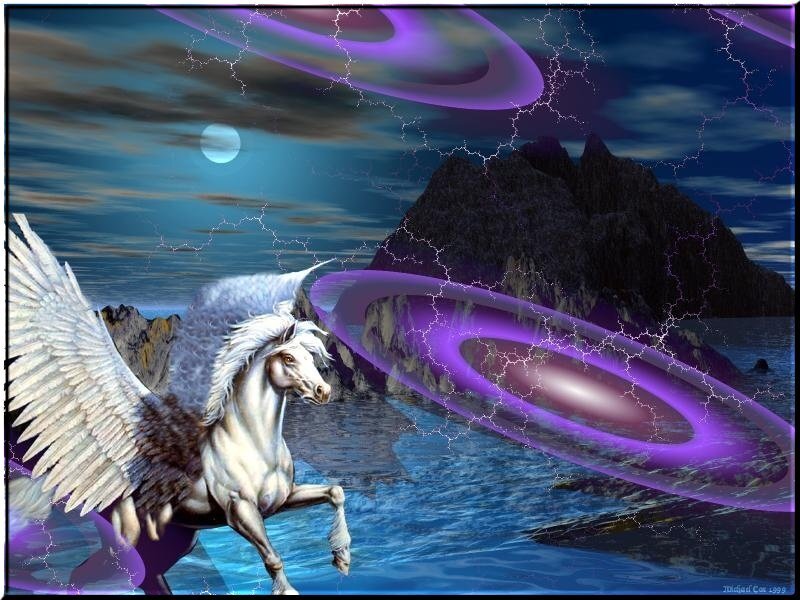 Pegasus in a magical landscape