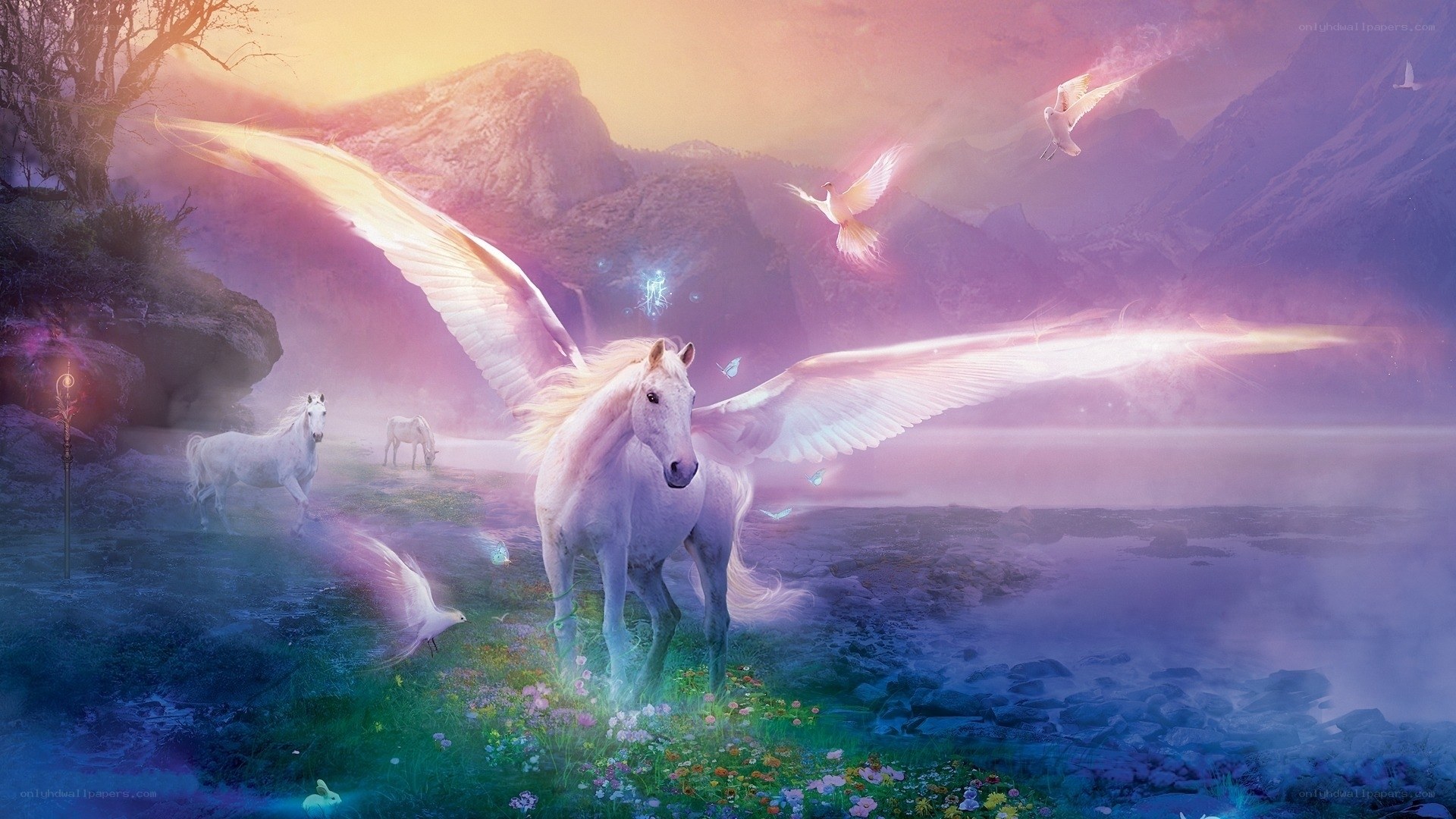 Pegasus in a magical landscape