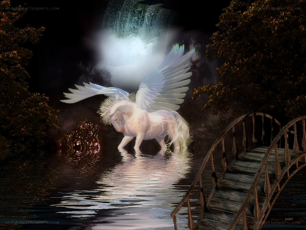 Pegasus in a mystical forest