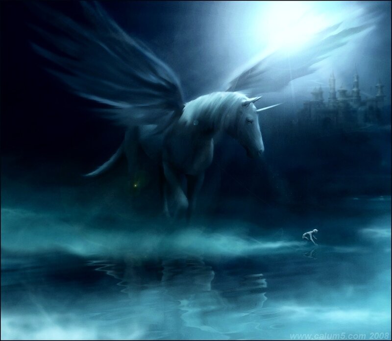 Pegasus in a mystical landscape