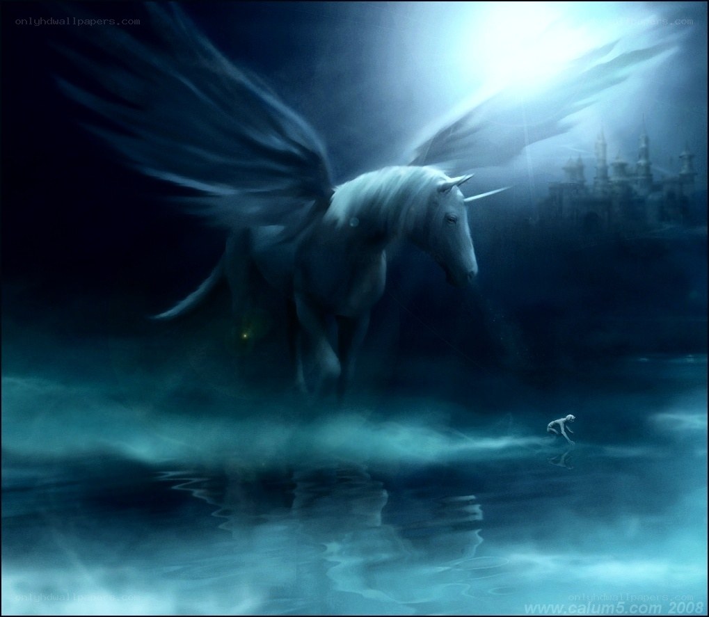 Pegasus in a mystical landscape