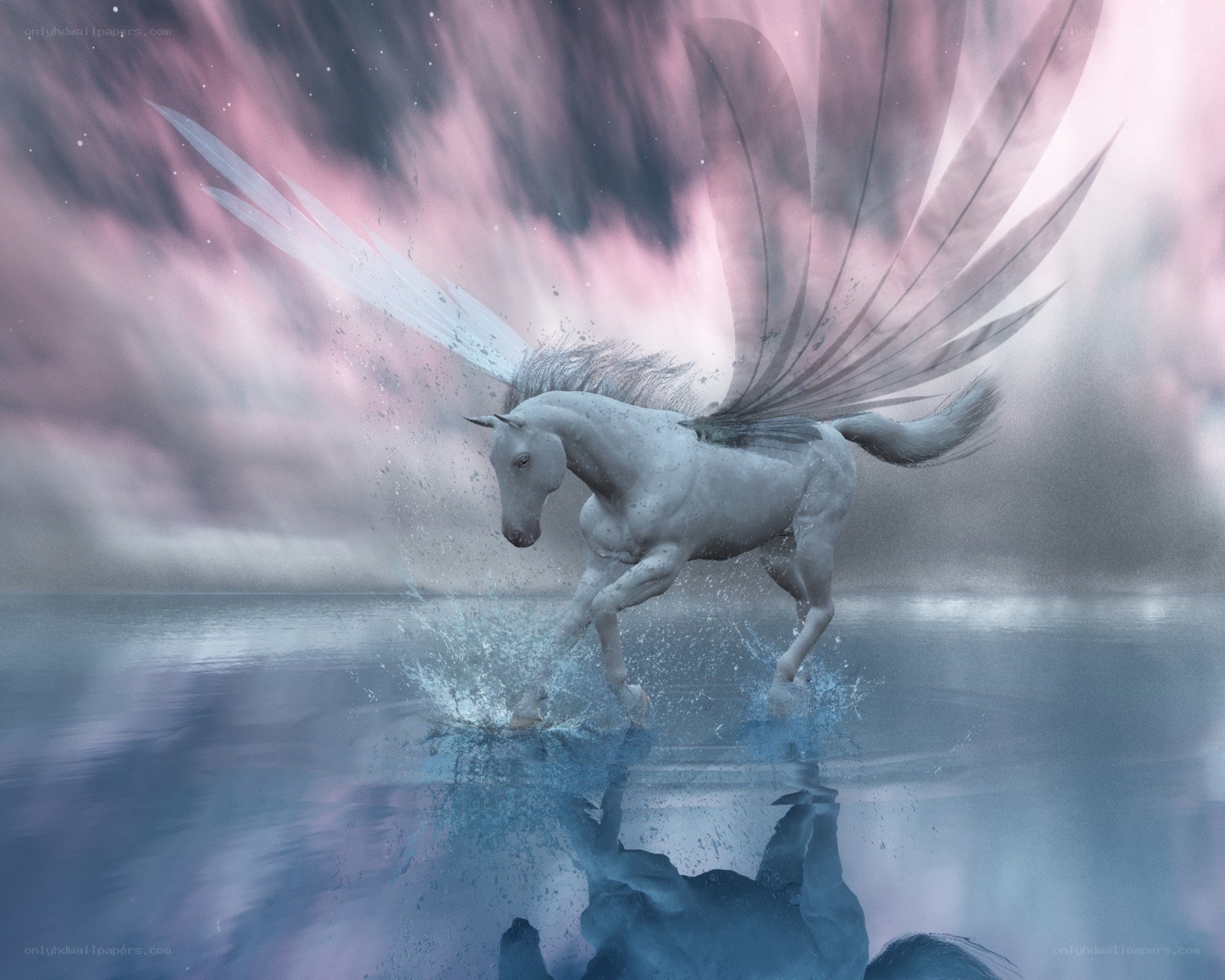 Pegasus running on water