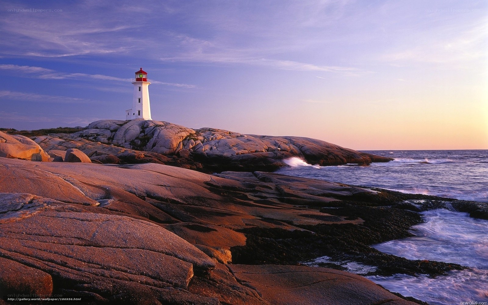Peggy's Cove lighthouse at sunset