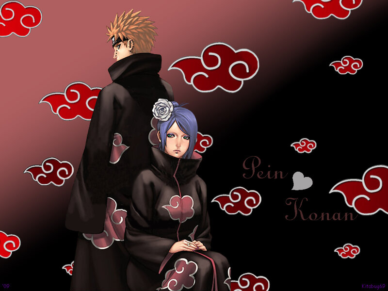 Pein and Konan in Akatsuki cloaks