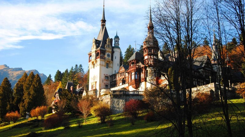 Peleș Castle — Green, Serene, Autumn, Photograph, Mountains