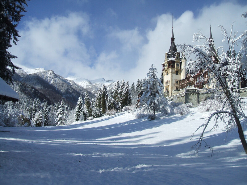 Peleș Castle in Winter — White, Serene
