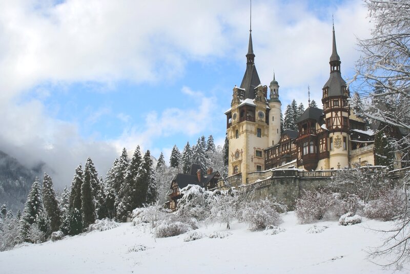 Peleș Castle in Winter — White