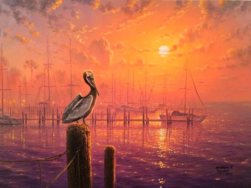 Pelican on a Post — Orange, Serene