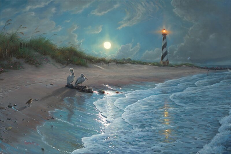 Pelicans on Beach — Blue