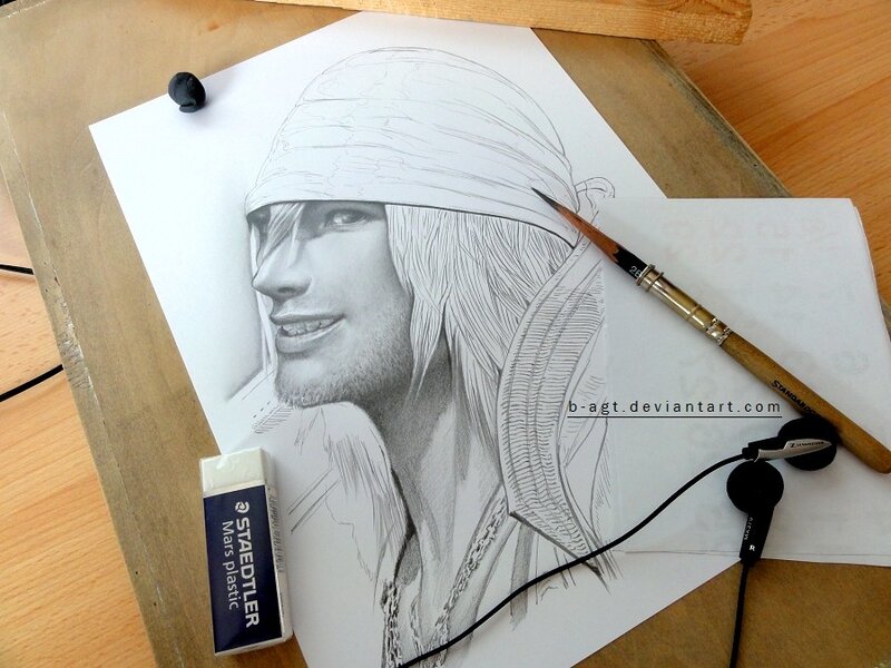pencil drawing of a character