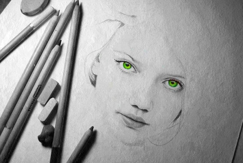 Pencil Drawing of a Face — Gray