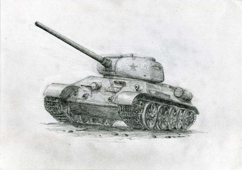 Pencil drawing of a tank