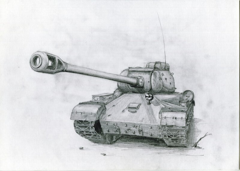 Pencil drawing of a tank