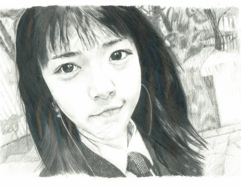 pencil drawing of a young woman